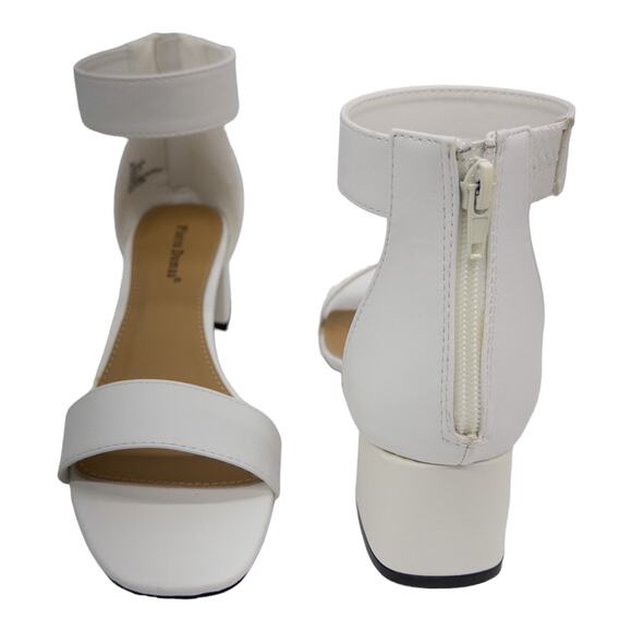 Pierre Dumas White Kiara Ankle Strap Back Zip Dressy Low Block Heel Sandals 9 - Picture 5 of 10